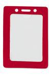 1820-3006 BRADY PEOPLE ID, VERTICAL COLOR-FRAME BADGE HOLDER, RED FRAME, CREDIT CARD SIZE, CLEAR VINYL, TOP LOAD WITH SLOT & CHAIN HOLES, SMOOTH TEXTURE, 3 1/2" X 2 5/16", BAG OF 100, PIECED AND SOLD IN FULL BAGS ONLY
